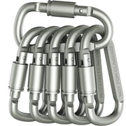 Carabiners Keychains Aluminum D-Ring Locking Locking Carabiners Large Carabiners Clip Set for Outdoor Camping Screw Gate Lock Hooks Spring Link Improved Design Pack - Not for Climbing (6 Pack)