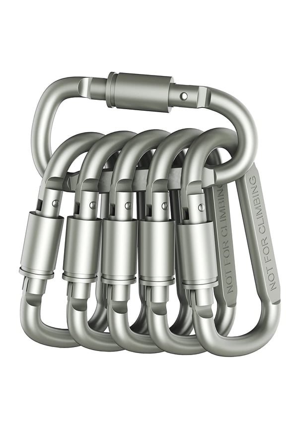 Carabiners Keychains Aluminum D-Ring Locking Locking Carabiners Large Carabiners Clip Set for Outdoor Camping Screw Gate Lock Hooks Spring Link Improved Design Pack - Not for Climbing (6 Pack)