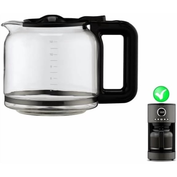 Carafe Replacement for the Cuisinart 12-Cup Glass Coffee Model DCC-1220BKSWM ONLY - Black Handle/Lid