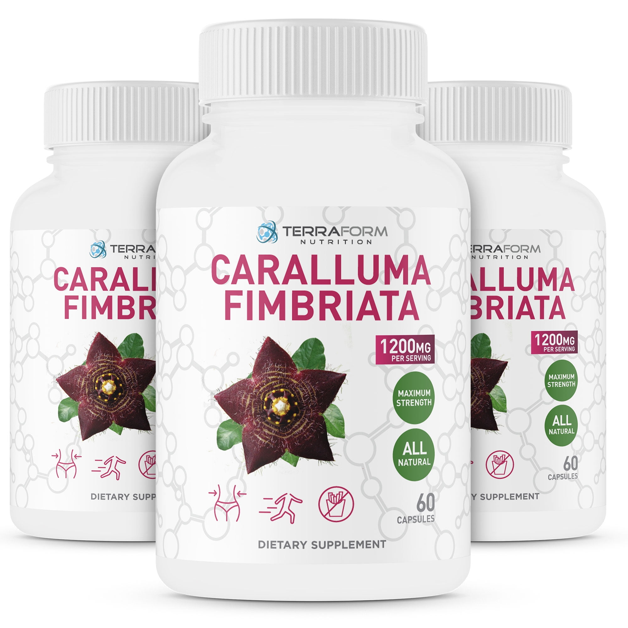 Caralluma Fimbriata - 100% Pure - Max Strength Weight Loss Supplement - 1200mg Serving – 3 Pack - Natural Appetite Suppressant for Women & Men - Metabolism Booster - Made in USA - 3 Month Supply