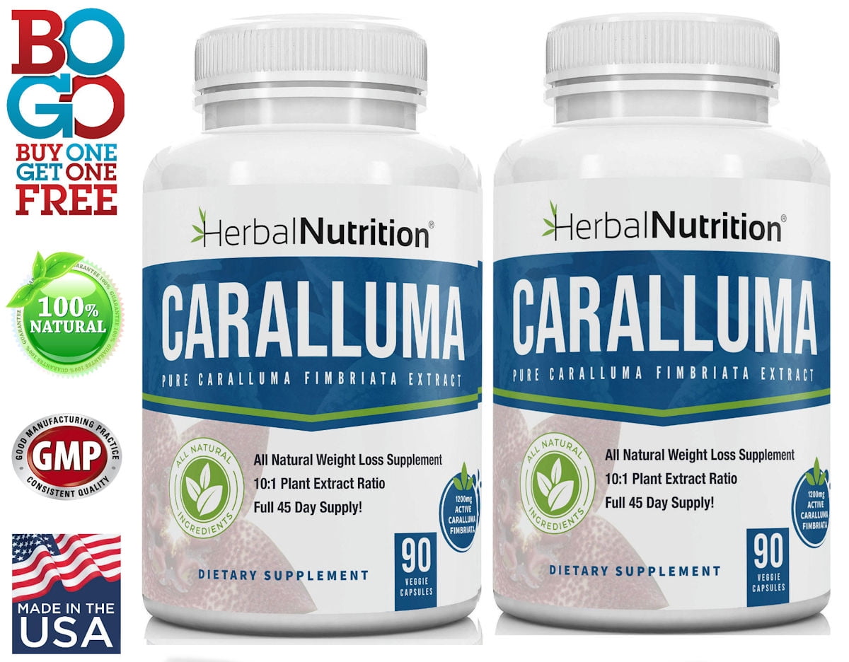 Caralluma Fimbriata 1200mg Herbal Nutrition Brand Two 90 Count Bottles! Weight Loss Supplement
