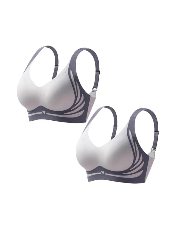 Bras for Women Pack of 2 Powerful Push Up Wireless Bras with Support and Lift Plus Size Seamless Bralette