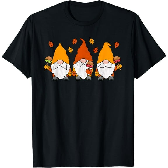 Caramel Apples And Autumn Leaves Fall Gnomes T-Shirt