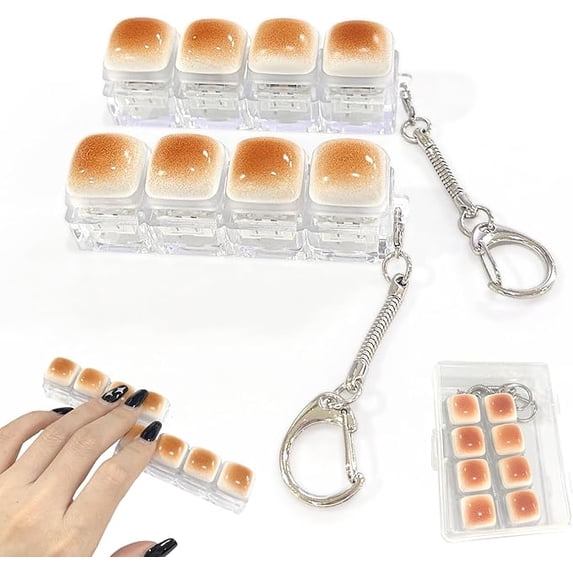 Caramel Bread Light Up Button Clicker Fidget Toys for Adults LED Glow Plastic Mechanical Gadget Handheld Pastry Shape Office Desk Accessory Pressure Relief Tool 1 Pack