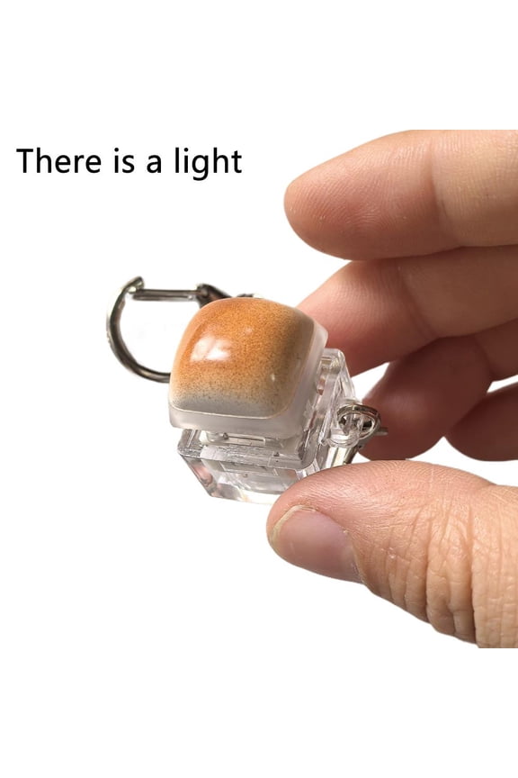 Caramel Bread Mechanical Keyboard Fidget Toy with LED Backlit, Realistic Food-Shaped Clicker Keychain, ASMR Stress Relief Button for ADHD, Anxiety & Office - LED Version