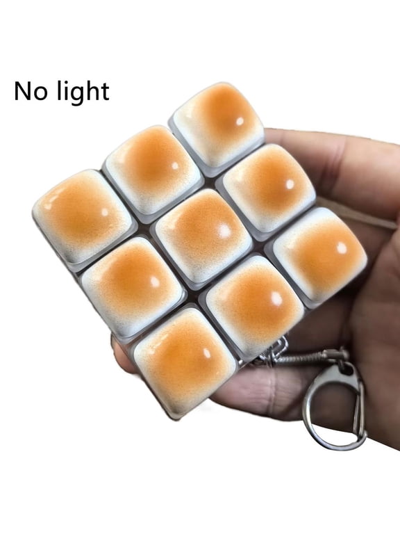 Caramel Bread Mechanical Keyboard Fidget Toy (No Light), Realistic Food-Shaped Clicker Keychain, ASMR Stress Relief Button for ADHD, Anxiety & Office - Classic Version