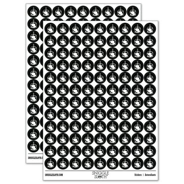 Caramel Candy Apple 200+ Round Stickers - Black - Gloss Finish - 0.50" Size