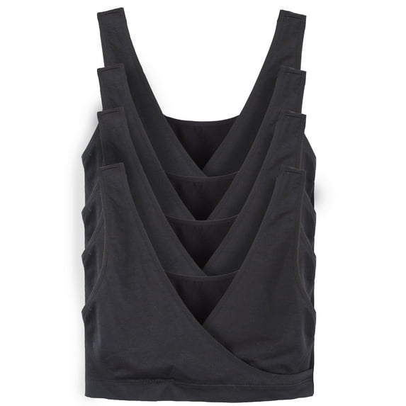 Caramel Cantina 4 Pack Nursing Maternity Sleep Bra (Small, Black)