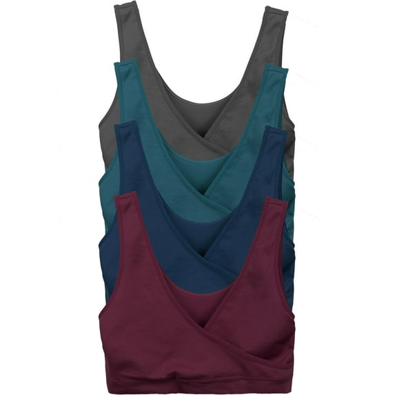 Caramel Cantina 4 Pack Sleeping Nursing Cross Front Maternity Bra (Large, Dark Winter)