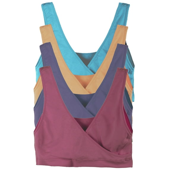 Caramel Cantina 4 Pack Sleeping Nursing Cross Front Maternity Bra (Medium, Festival)