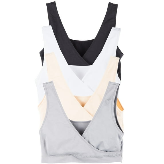 Caramel Cantina 4 Pack Sleeping Nursing Cross Front Maternity Bra (Small, Basics)