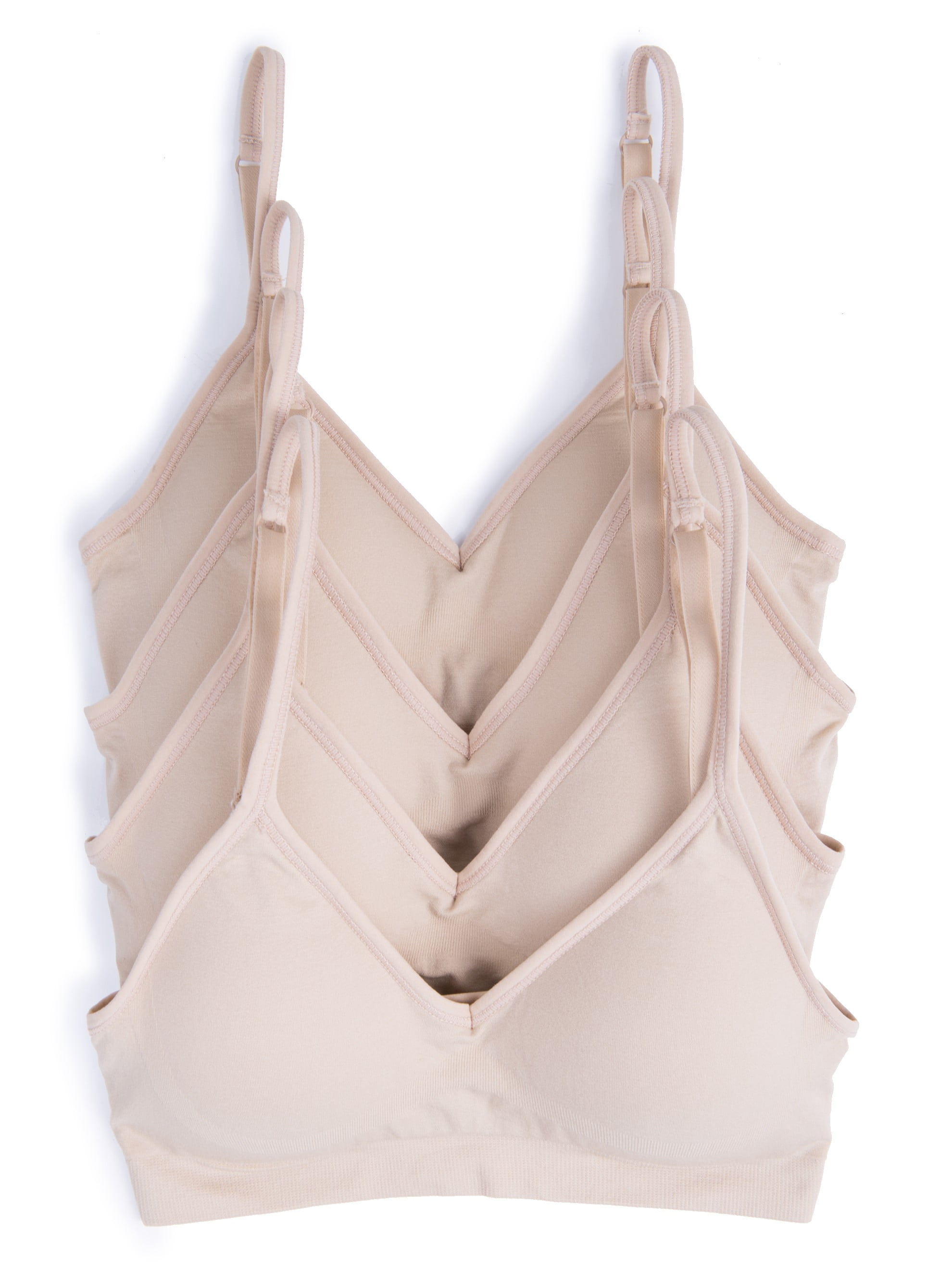 Caramel Cantina 4 Pack V Neck Padded Bralette Adjustable Straps - Walmart.com