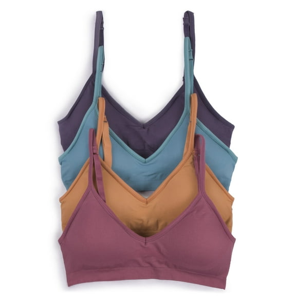 Caramel Cantina 4 Pack V Neck Padded Bralette Adjustable Straps