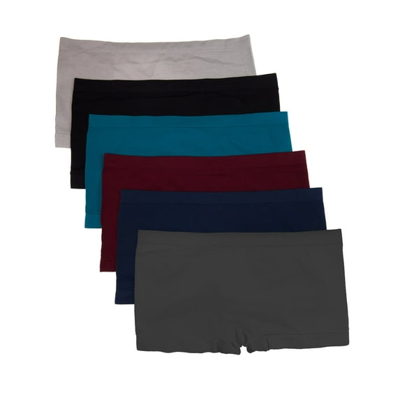 Caramel Cantina Women's 6 Pack Plus Size Boyshort Panties Underwear