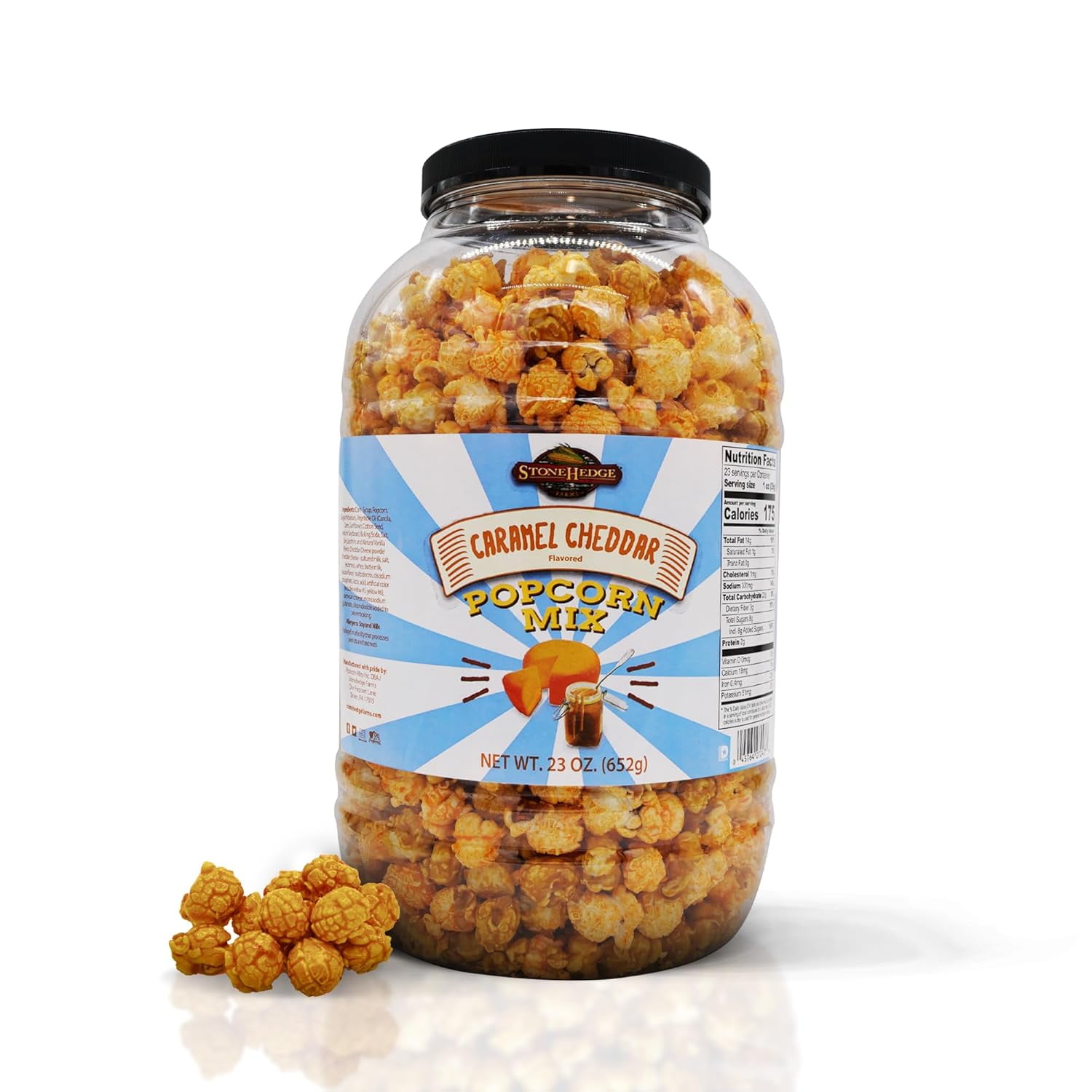 Caramel Cheddar Popcorn Mix 23 oz Barrel Gourmet Carmel Popped