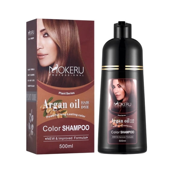 Caramel Coffee Hair Dye 16.9 Fl Oz, Argan Oil Chestnut Caramel COffee Hair Shampoo, 3 in 1 Hair Dye Shampoo, Easy To Use, Semi-Permanent Hair Color Shampoo