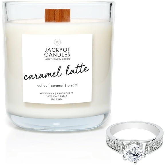 Caramel Coffee Latte Candle with Ring Inside (Surprise Jewelry $15 to $5,000) Ring Size 8