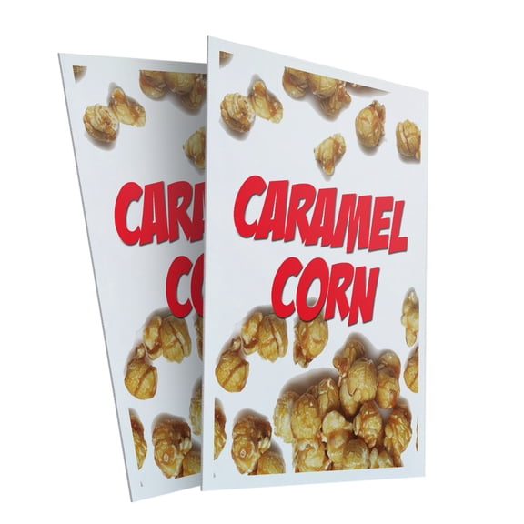 Caramel Corn (2-PACK) 24" x 36" Plastic Signs | Sign Insert 4mm Corrugated Plastic Signs Storefront Window Poster