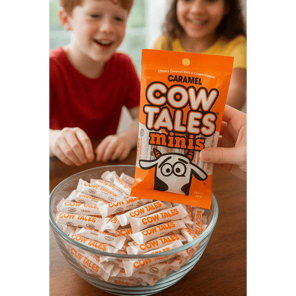 Caramel Cow Tales Minis Chewy Candy with Cream Center, 4 oz Bag (1 Pack)