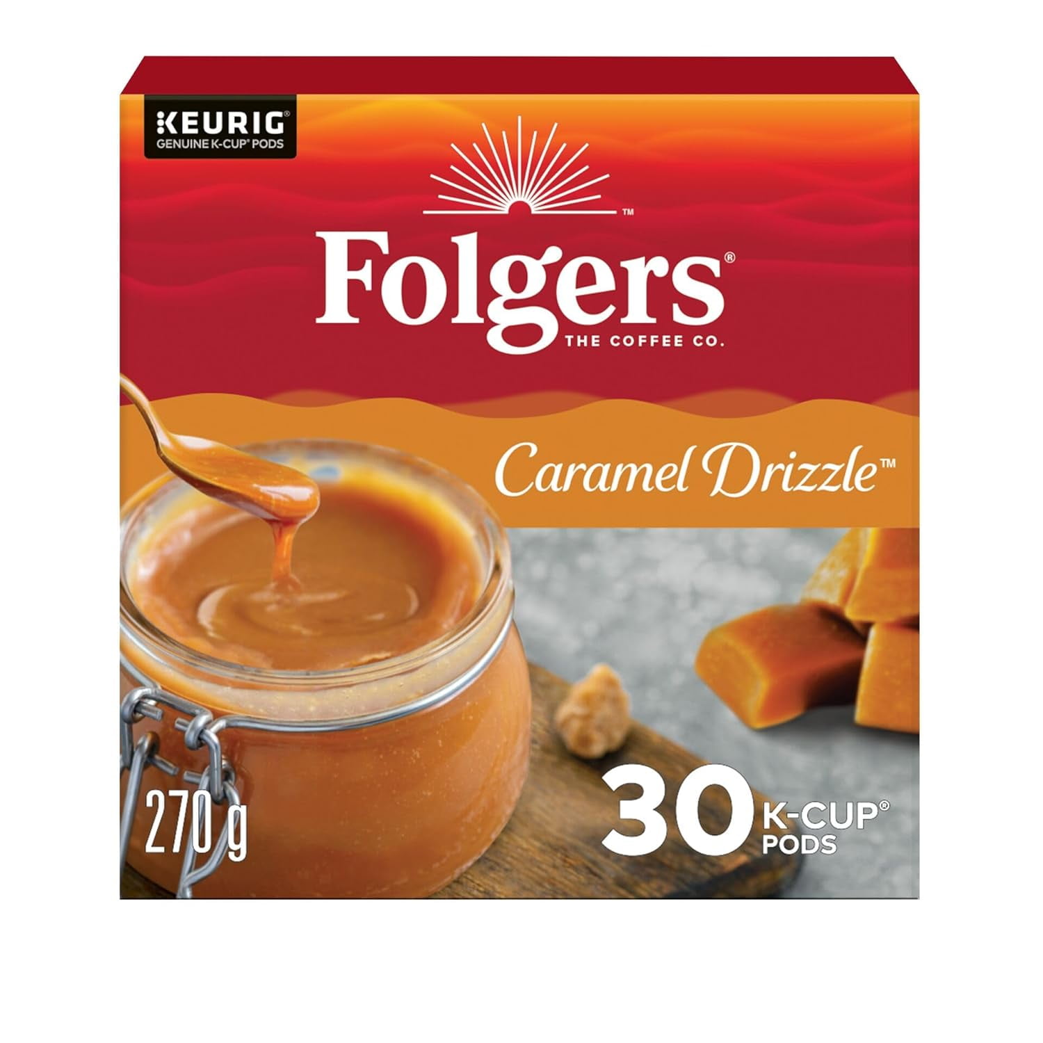 Caramel Drizzle Flavoured Coffee, SingleServe KCup Pods For Keurig