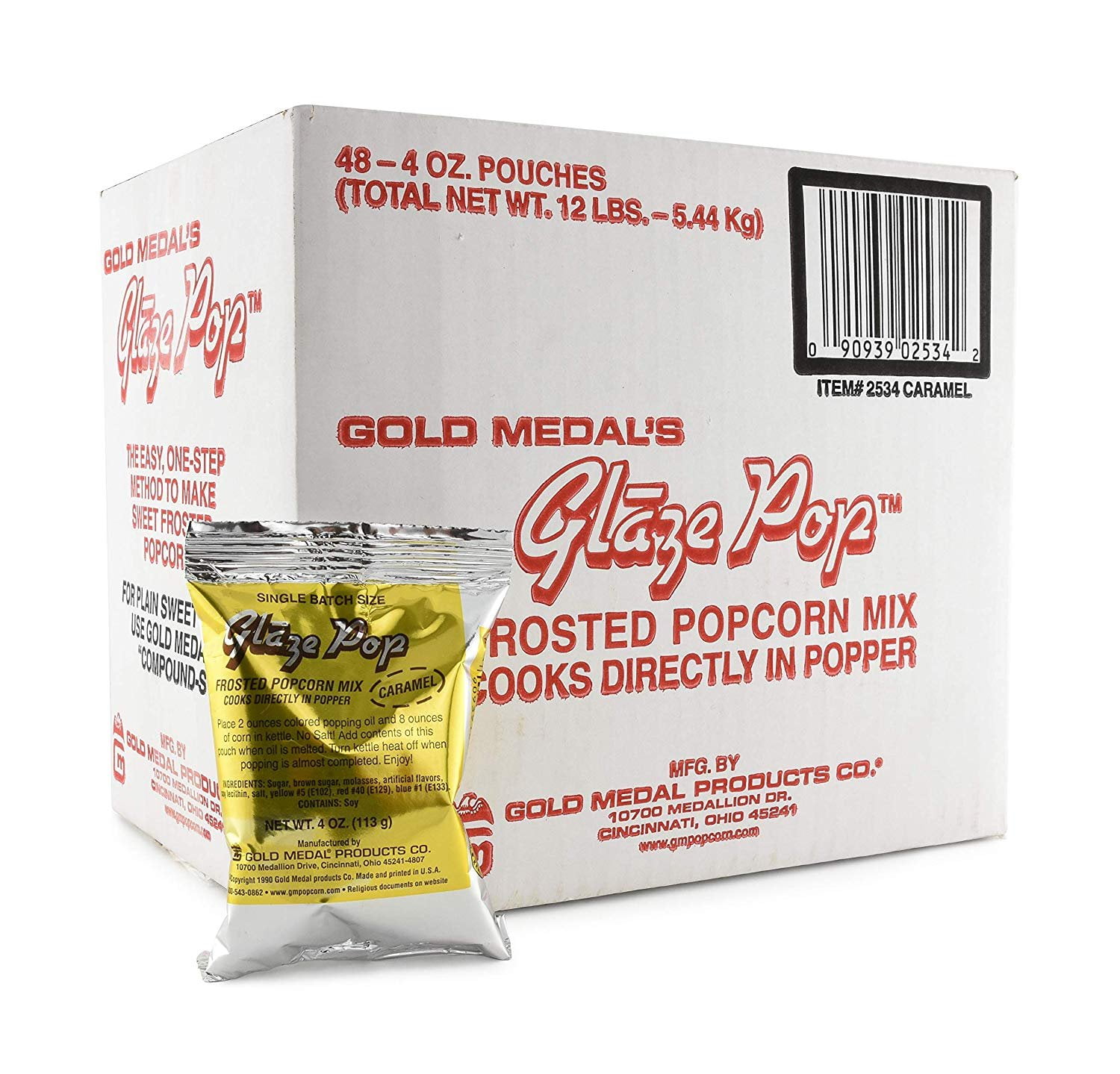 Gold Medal Products Caramel Glaze Pop Popped Popcorn - Kettle Cooked - 48 Pk — Residential Use, Standard Application