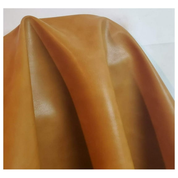 Caramel Light Tan Soft Faux Vegan PU Leather by The Yard Synthetic Pleather 0.9 mm Nappa 5 Yards (180 x 54 inches Long) Soft Smooth Upholstery (Caramel 5 Yard (180"x54")