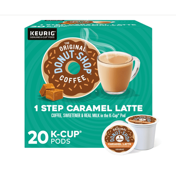 Caramel One-Step Latte Single Serve Recyclable K-Cup Pods, 20 Count