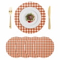 thumbnail image 1 of Caramel Plaid Round 13 Inch Placemats Set of 4, Farmhouse Country Orange Buffalo Checkered HeatResistant Non Slip Place Mats for Dining Table, Wipeable Braided Kitchen Table Mats for Housewarming, 1 of 9