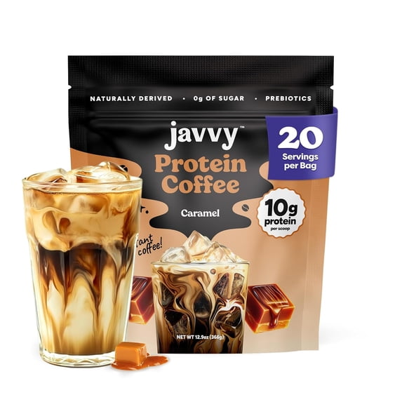Caramel Protein Iced Coffee - Premium Whey Protein & Instant Iced Coffees - 100% Natural Cold Brew Coffee - Zero Artificial Flavors & Sweeteners, 80 mg Caffeine Per Serving, 0g of Sugar, 20 Servings