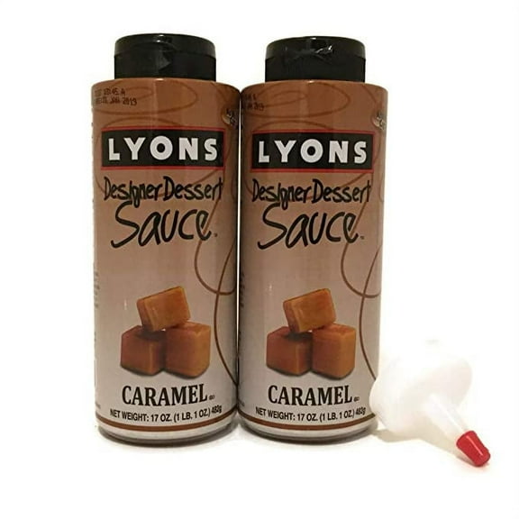 Caramel Sauce by Lyons Gourmet Dessert Syrup Sauces (Pack of 2) with Applicator Tips