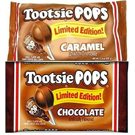 Caramel and Chocolate Tootsie Pops Limited Edition 2-pack Flavor Bundle
