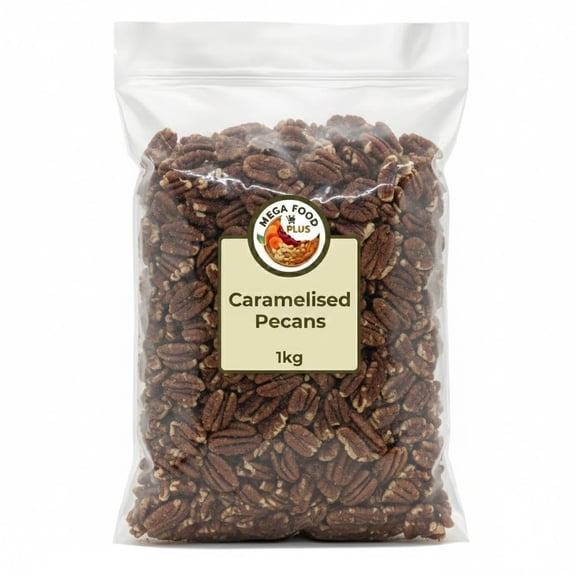 Caramelised Pecan Nuts 1kg | Crunchy Sweet Glazed Pecans | Premium Snack & Baking Ingredient