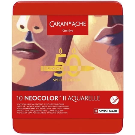 Caran d'Ache Box of 10 NEOCOLOR™ II Aquarelle Pastels 50 Years Portrait – Special Edition