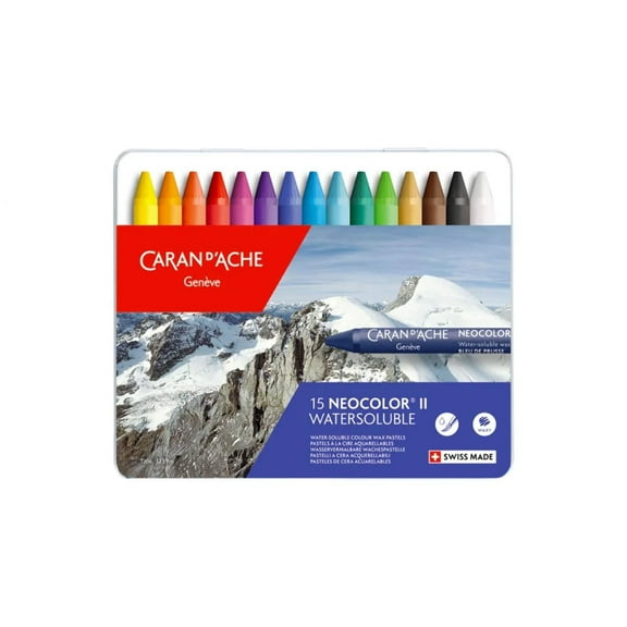 Caran d'Ache Classic Neocolor II Water-Soluble Pastels, 15 Colors