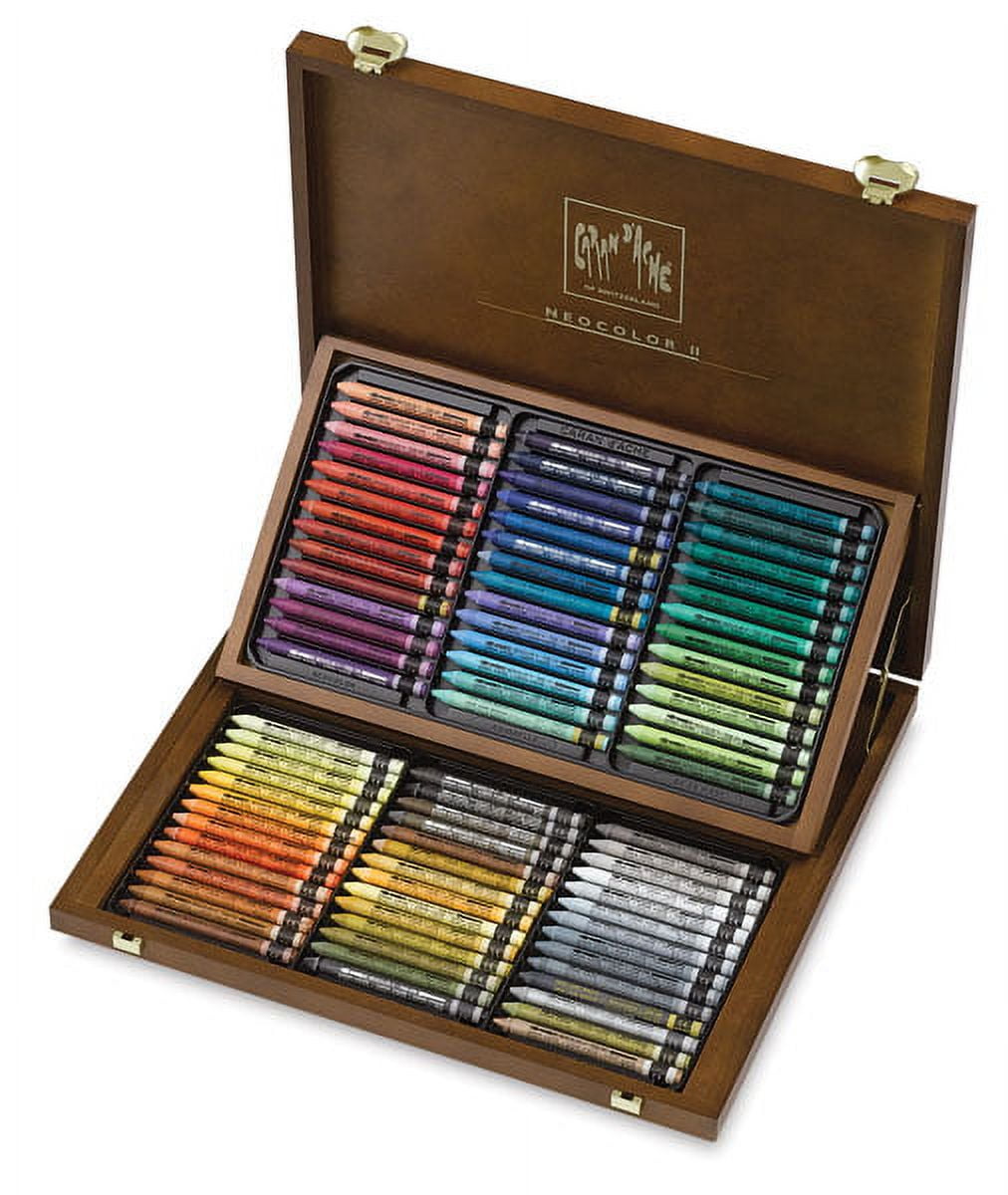 Caran d'Ache Neocolor II Aquarelle Artists' Pastel Set - Assorted Colors,  Wood Box , Set of 84 