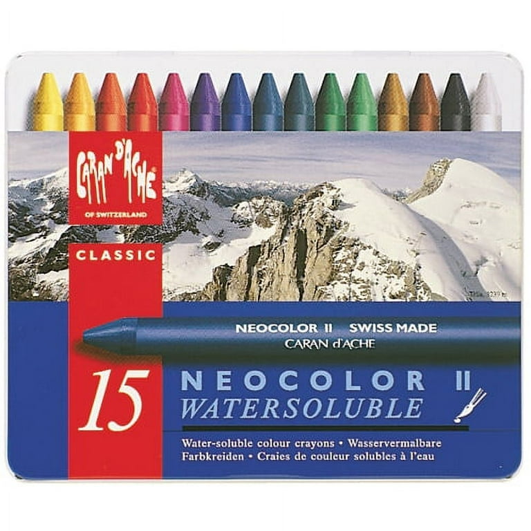 Caran D'Ache Classic Neocolor II Water-Soluble Crayons, 15 Assorted Colors  - Artist & Craftsman Supply