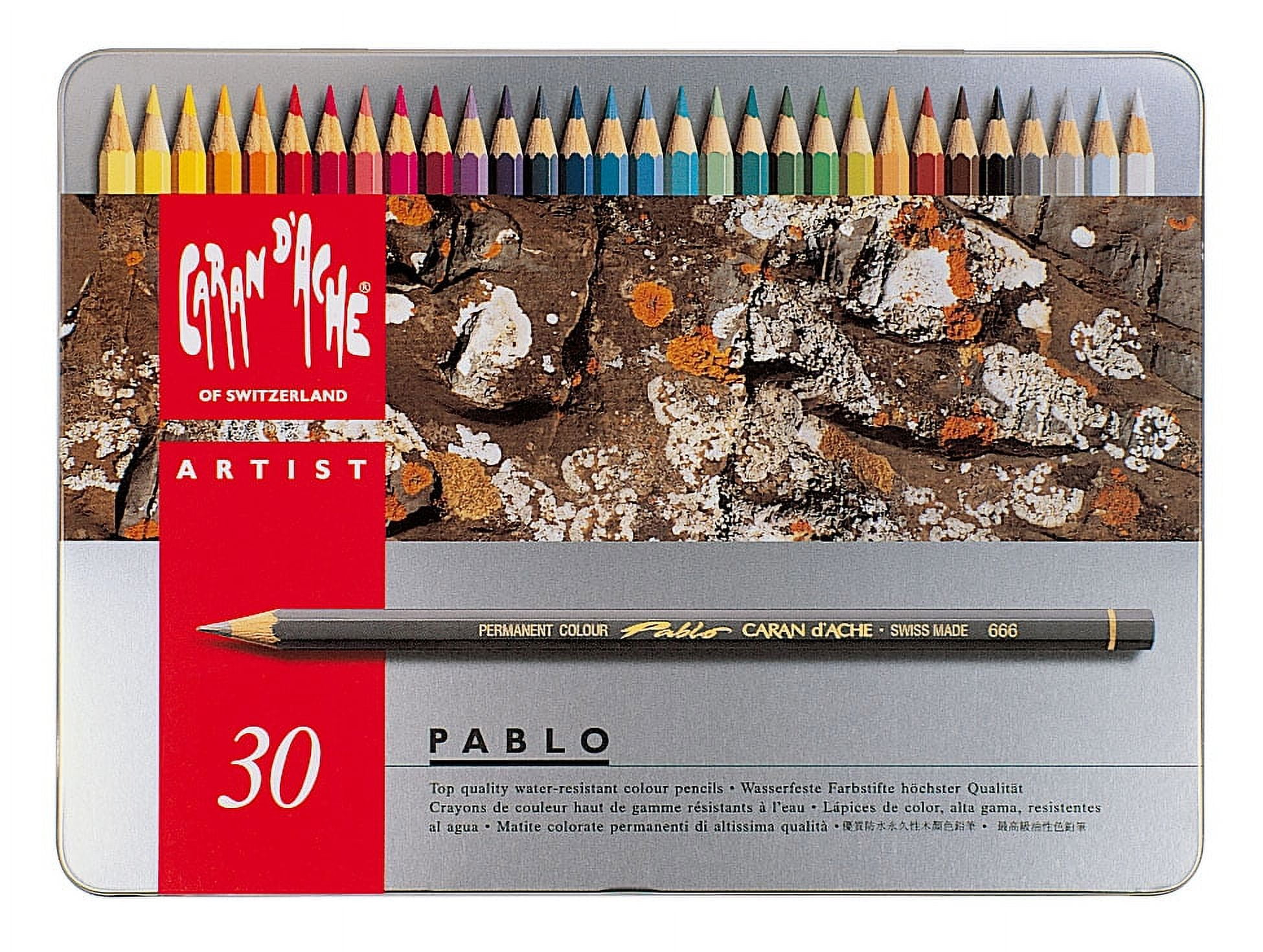 Caran D'Ache Supracolor Soft Aquarelle Watercolor + Pablo Colored Pencils  Wooden Box 60 Count