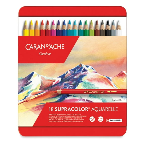 Caran d'Ache Supracolor Soft Aquarelle Pencil Set - Assorted Colors, Set of 18