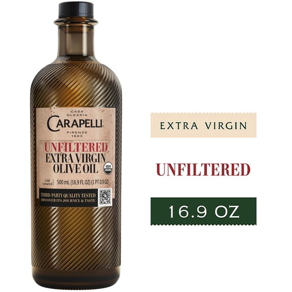 Carapelli Unfiltered Extra Virgin Olive Oil, Cold Extracted, Contains Polyphenols and Antioxidants, 500 ml