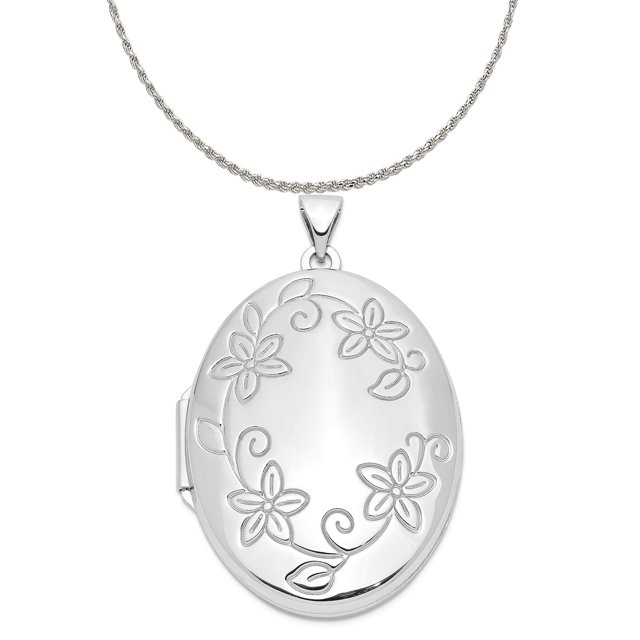Carat in Karats Sterling Silver Polished Finish RhodiumPlated Floral