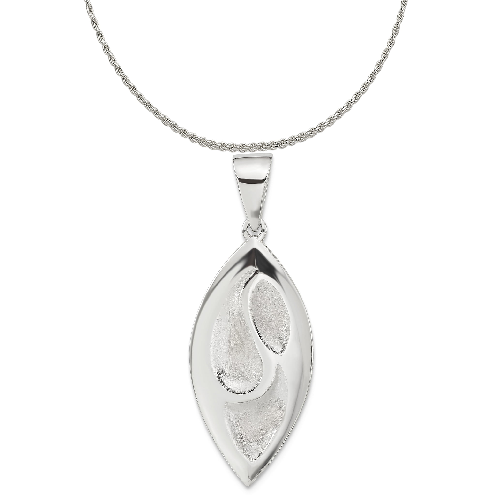 Carat in Karats Sterling Silver Polished Finish Rhodium-Plated Satin ...