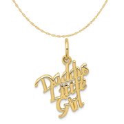 Carat in Karats 10K Yellow Gold Daddy's Little Girl Pendant Charm (24mm x 8mm) With 14K Yellow Gold Lightweight Rope Chain Necklace 16''