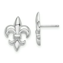 Carat in Karats 14K White Gold Small Fleur-De-Lis Post Earrings (15.45mm x 11.65mm)