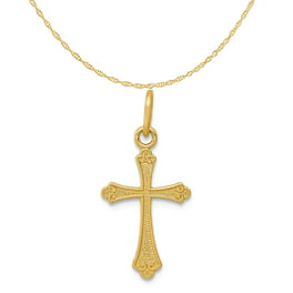 Carat in Karats 14K Yellow Gold Polished Rounded Cross Pendant