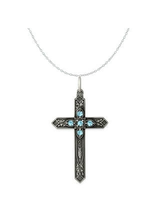 Cross Birthstone Necklace March