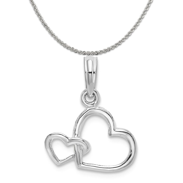 Double Heart Charms Pendant Necklace, 18 - Gold Over Silver