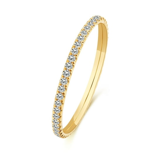 Caratant 14k Solid Gold Petite Full Diamond Eternity Band Ring for women, 0.32~0.36ct,Lab grown Diamond,DEF VS~VVS ,Wedding, No fading, No allergies, Non gold-plating