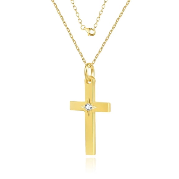 Caratant Sterling Silver Diamond-Accented Cross Pendant Necklace,0,.04ct,DEF VS~VVS,No fading, No allergies, Non gold-plating,Lab grown Diamond, Classic,Minimalism, Daily wear