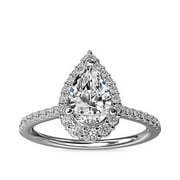 Caratup 2.50 Carat (F-G/VS1) IGI Certified Beautiful Pear Cut Lab Grown Diamond Solitaire Engagement Rings for Women Solid 14K White Gold Size 7