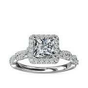 Caratup 2.50 Carat (F-G/VS1) IGI Certified Beautiful Princess Cut Lab Grown Diamond Solitaire Wedding Rings for Women Solid 14K White Gold Size 7